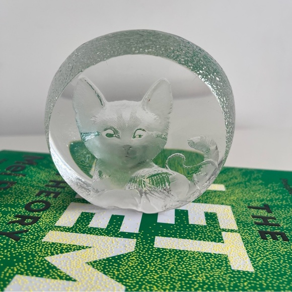 Mats Jonasson Crystal Cat with Yarn Kitten Signed Made in Sweden in‎ paperweight - Picture 8 of 13